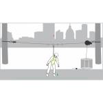 Ligne de vie temporaire horizontale CROSS LINE 1 pour 4 utilisateurs, avec 4 navettes - KRATOS SAFETY